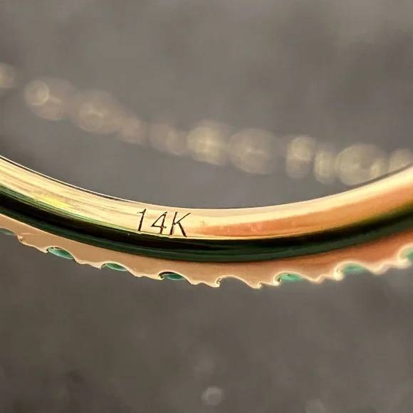 EF Collection 14K Yellow Gold Emerald Eternity Stacking Ring - Picture 9 of 12